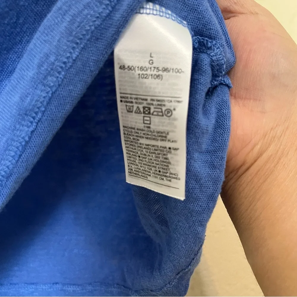 5/$30‎ Banana republic women short sleeve comfort 100% linen blue crop top large